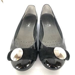 Geox Respira Newalexa patent leather black flats